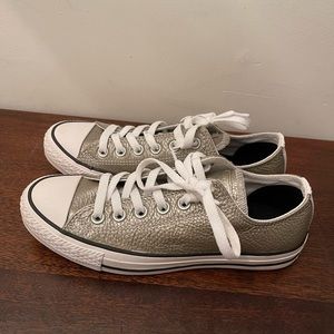 Converse Chuck Taylor Leather Pewter Metallic Low Top Size 7